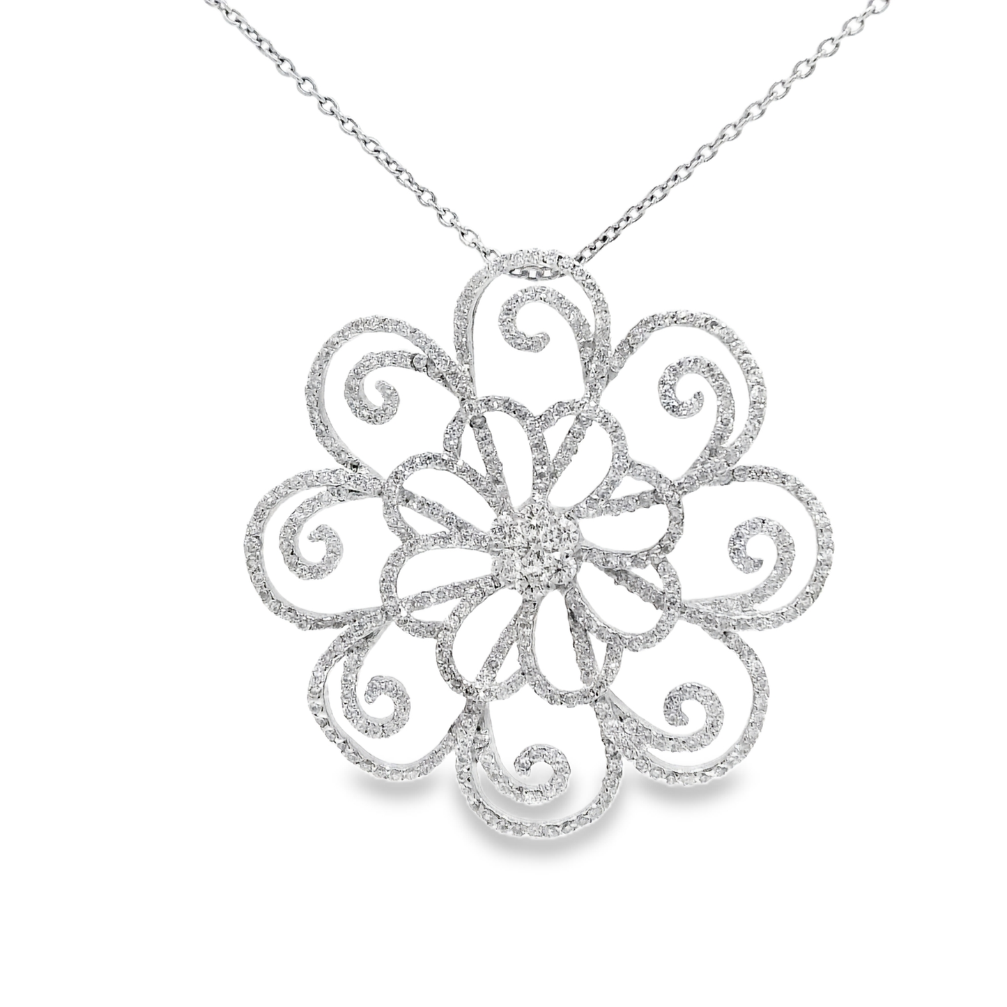 2.42CT Diamond Pendant 14k White Gold