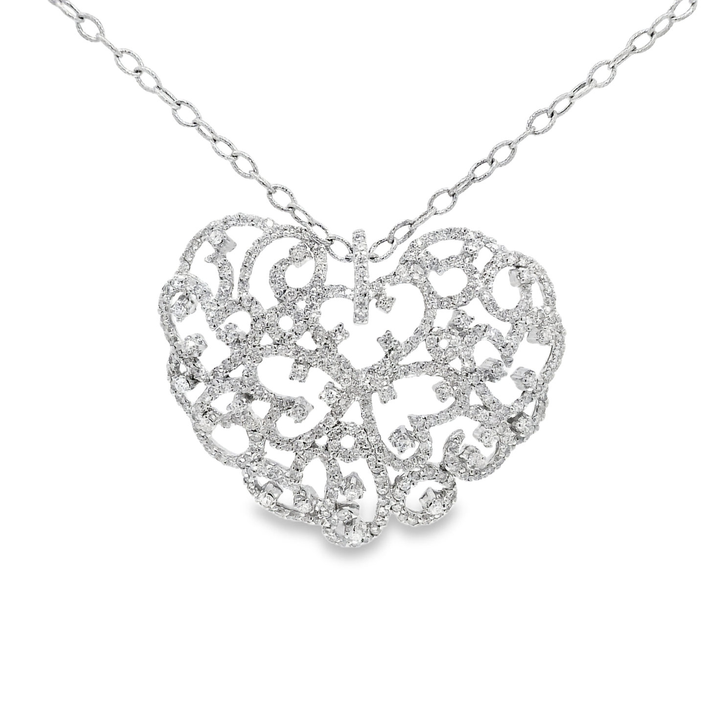 3.17CT Diamond Pendant 14k white Gold