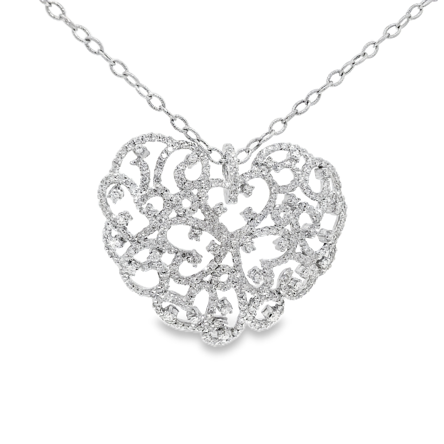 3.17CT Diamond Pendant 14k white Gold