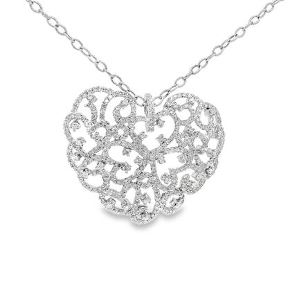 3.17CT Diamond Pendant 14k white Gold