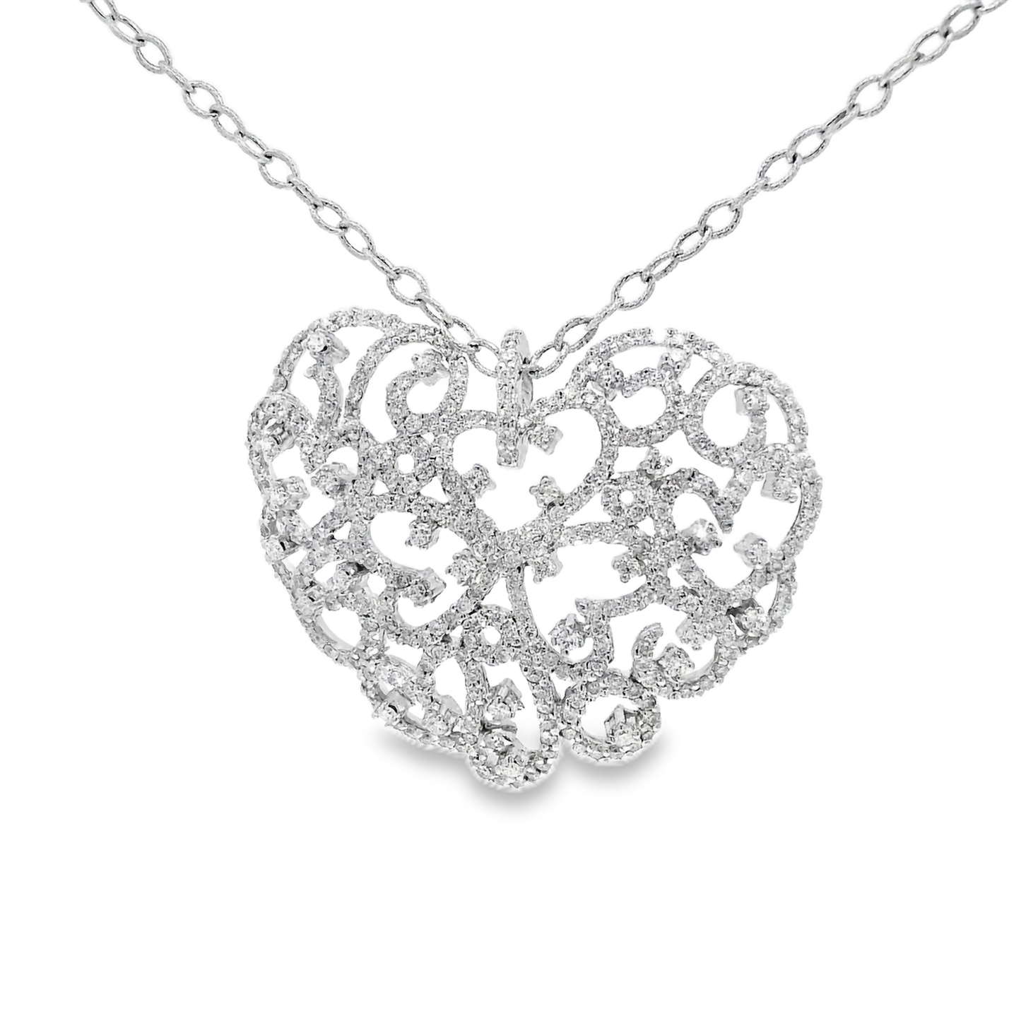 3.17CT Diamond Pendant 14k white Gold