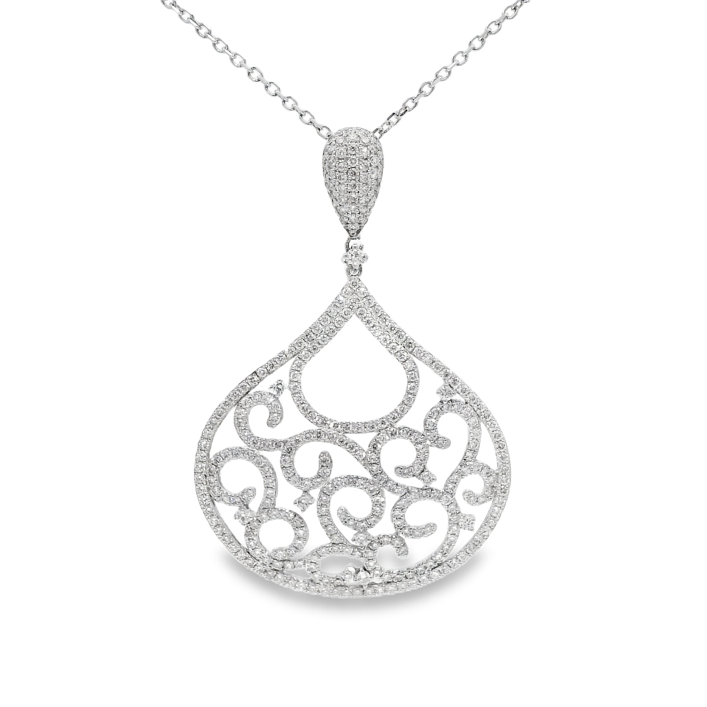 2.26CT Diamond Pendant 14k White Gold