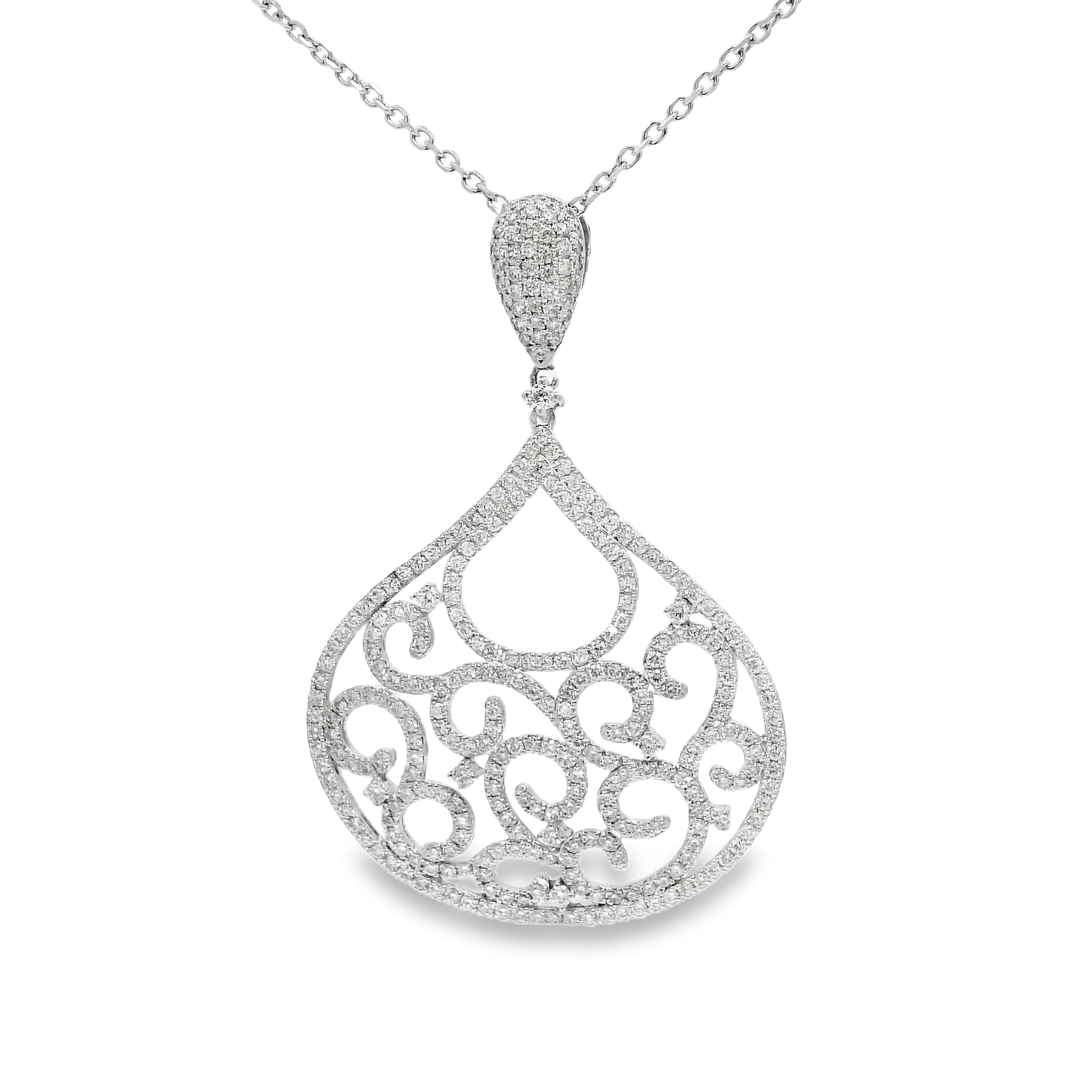 2.26CT Diamond Pendant 14k White Gold