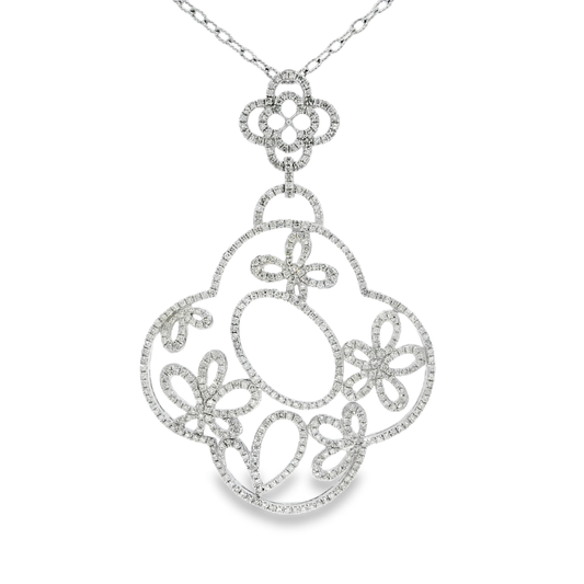 1.85CT Diamond Pendant 14k White Gold