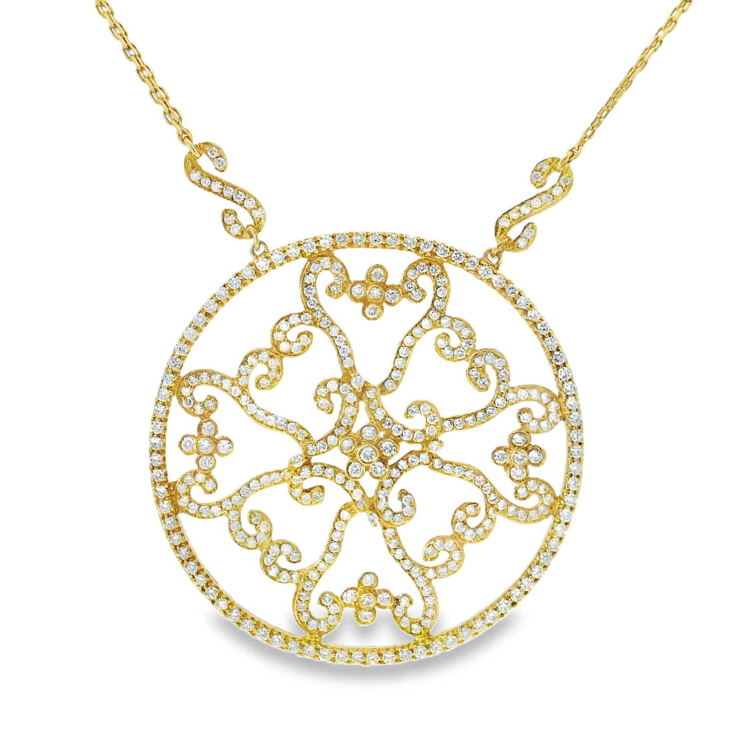 3.55CT Diamond Pendant 14k Yellow Gold