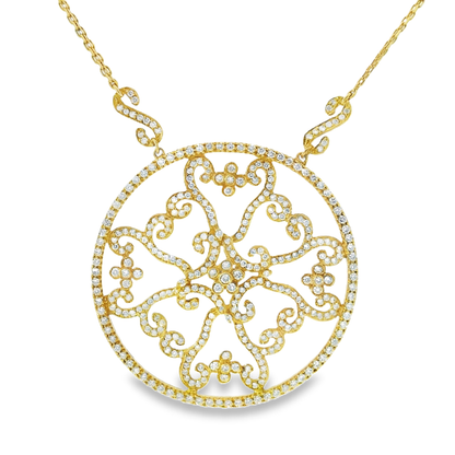 3.55CT Diamond Pendant 14k Yellow Gold