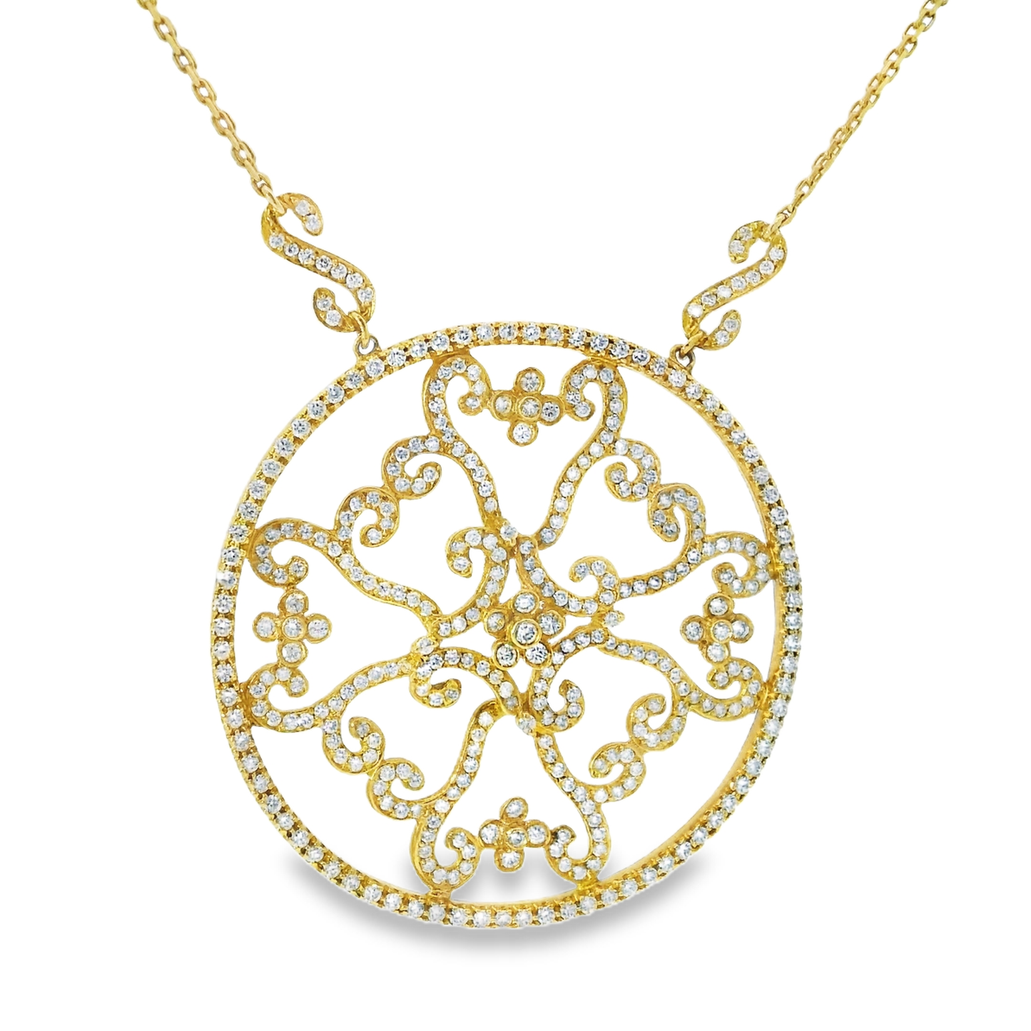 3.55CT Diamond Pendant 14k Yellow Gold