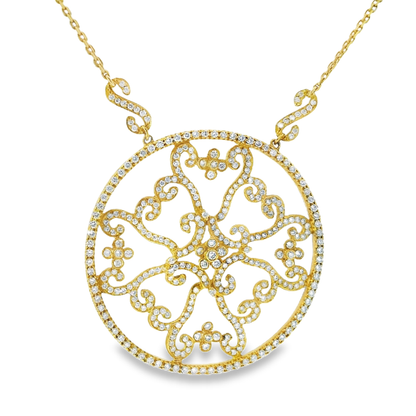 3.55CT Diamond Pendant 14k Yellow Gold