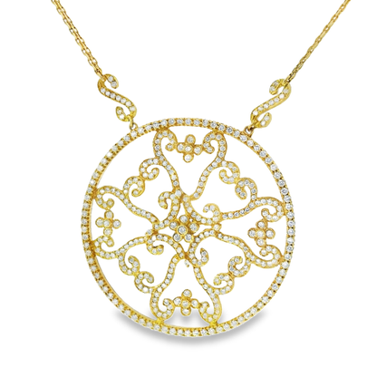 3.55CT Diamond Pendant 14k Yellow Gold