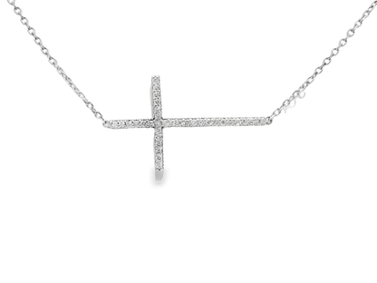 0.34CT Diamond Cross Pendant 14k White Gold