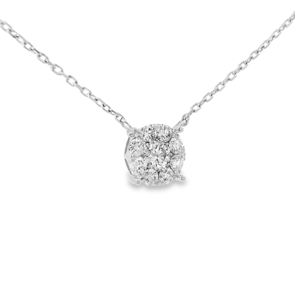 0.87CT Diamond Pendant 14k White Gold