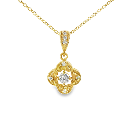0.25CT Diamond Pendant 14k Yellow Gold