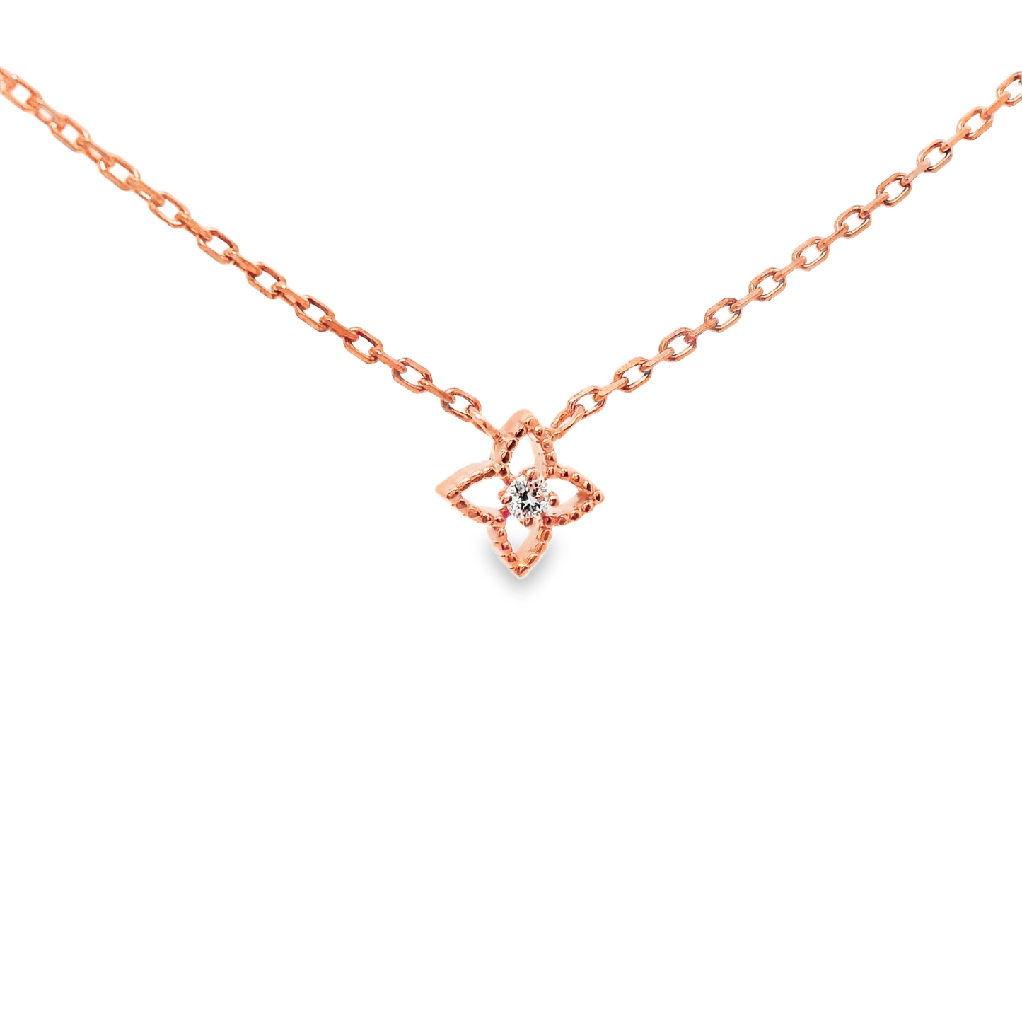 0.04CT Diamond Pendant 14k Rose Gold