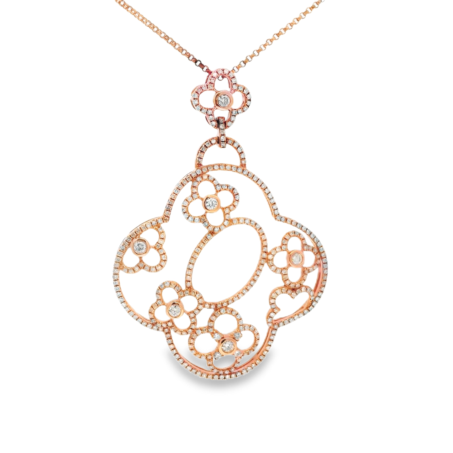 1.66CT Diamond Pendant 14k Rose Gold