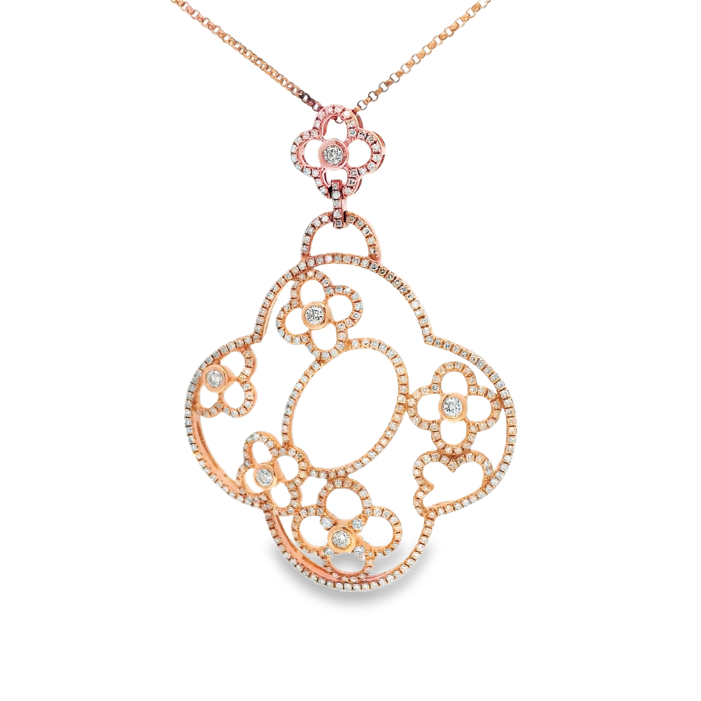 1.66CT Diamond Pendant 14k Rose Gold