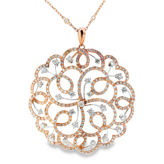 5.74CT Diamond Pendant 14k Rose Gold