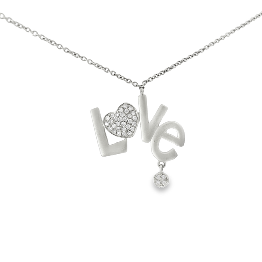 0.13ct Diamond Love Pendant 14k White Gold