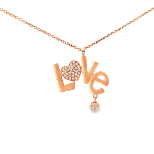 0.14CT Diamond Love Pendant 14k Rose Gold
