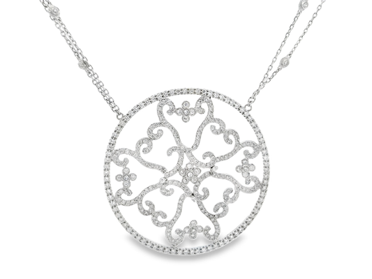 3.55CT Diamond Pendant 14k White Gold