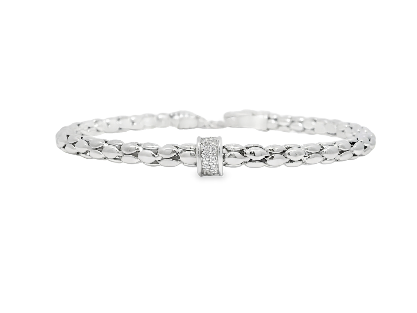 0.29CT Diamond Bangle 14k White Gold
