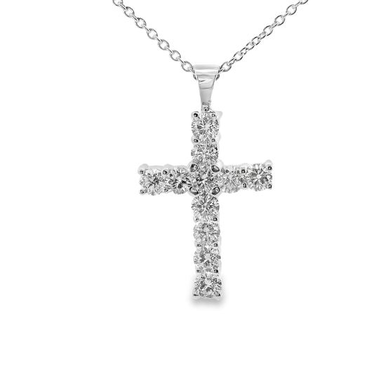 1.22CT Diamond Cross Pendant 14k White Gold
