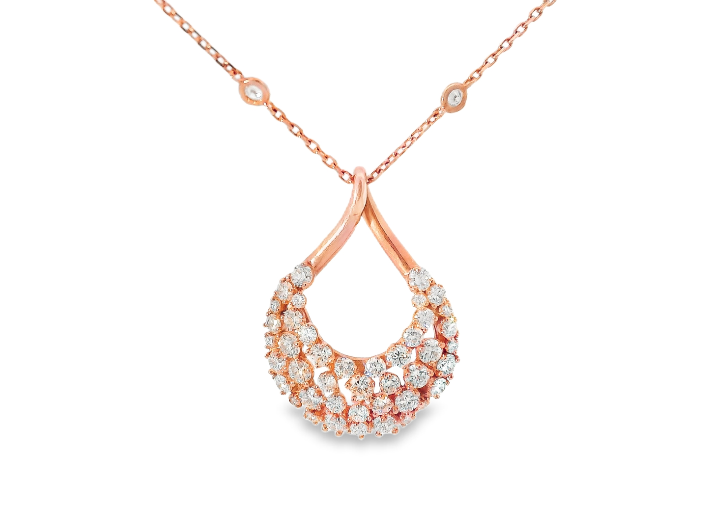 2.10CT Diamond Pendant 14k Rose Gold