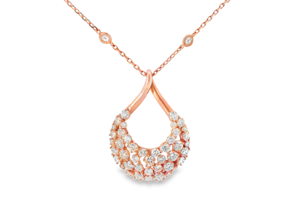 2.10CT Diamond Pendant 14k Rose Gold