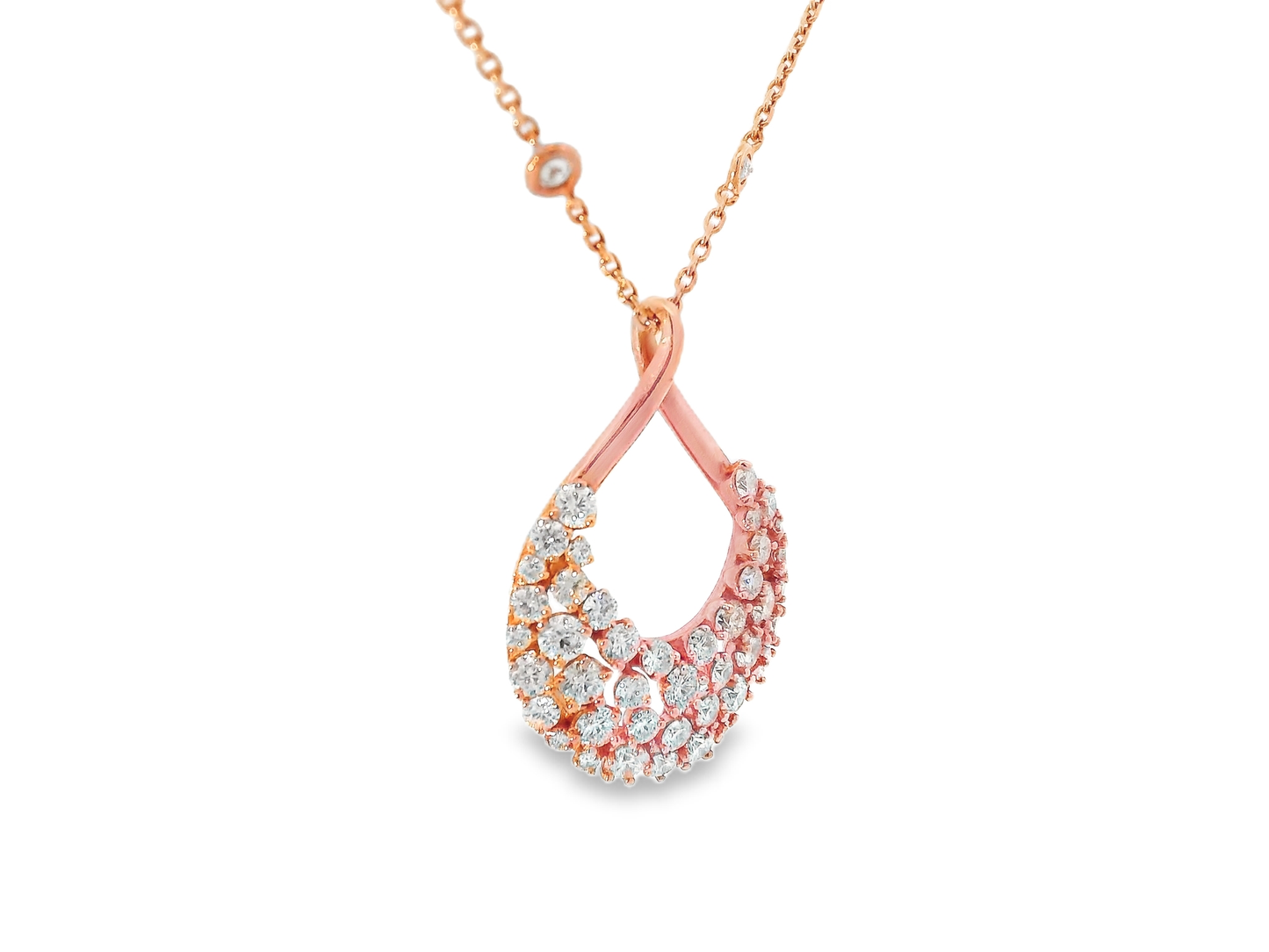 2.10CT Diamond Pendant 14k Rose Gold