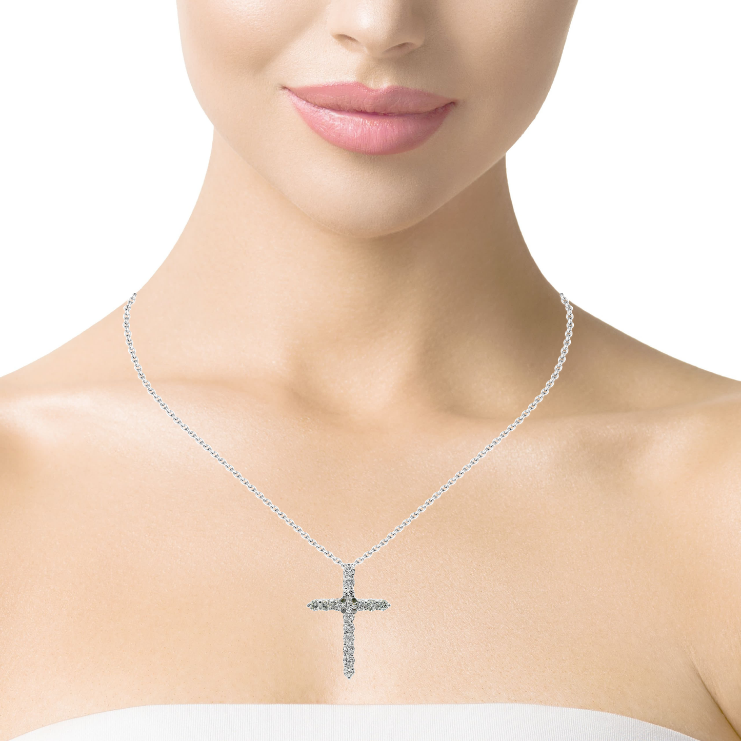 3.96CT Diamond Cross Pendant 14k White Gold