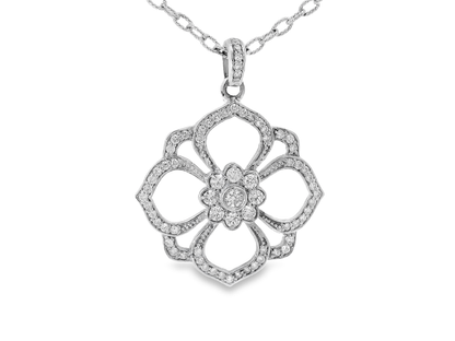1.09CT Diamond Pendant 14k White Gold