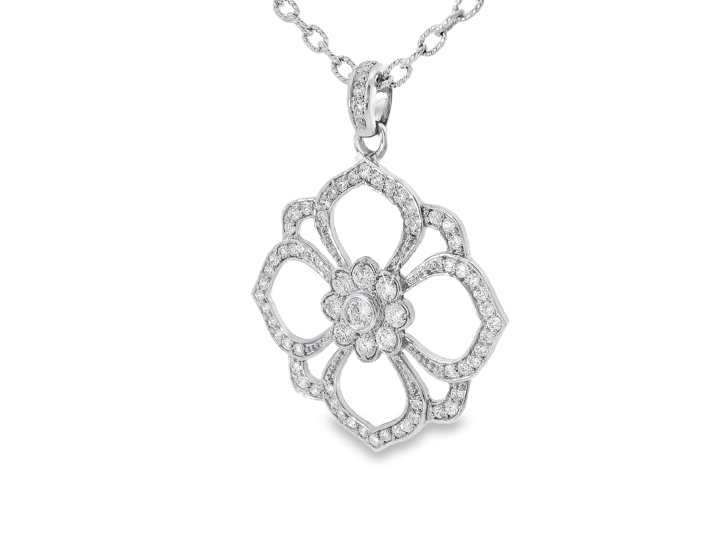 1.09CT Diamond Pendant 14k White Gold