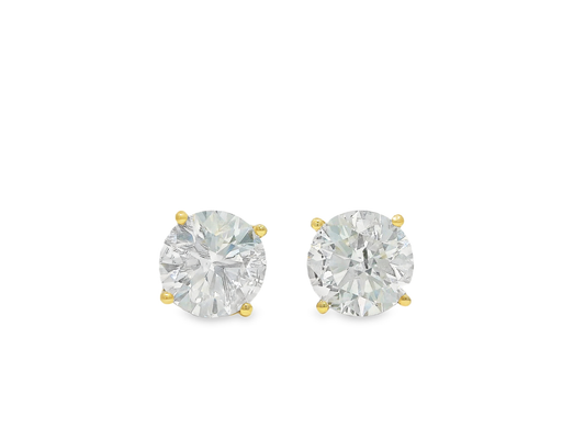 3.15CT Lab Diamond 14K Yellow Gold Basket Set Studs