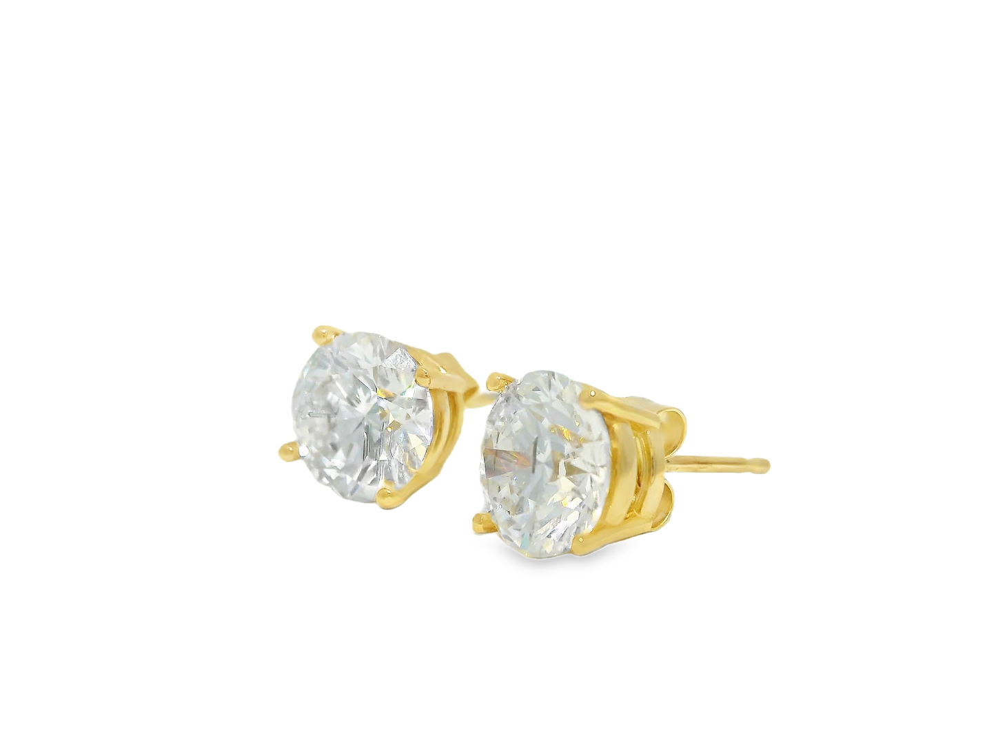 3.15CT Lab Diamond 14K Yellow Gold Basket Set Studs