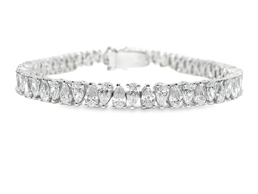 10.37CT Pear Shape Lab Diamond Bracelet 14k White Gold