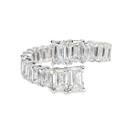 5.56CT Emerald Cut Diamond Ring 18k White Gold