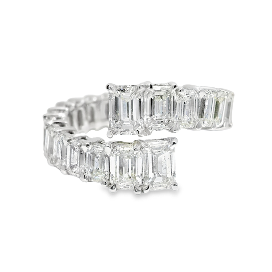 5.56CT Emerald Cut Diamond Ring 18k White Gold
