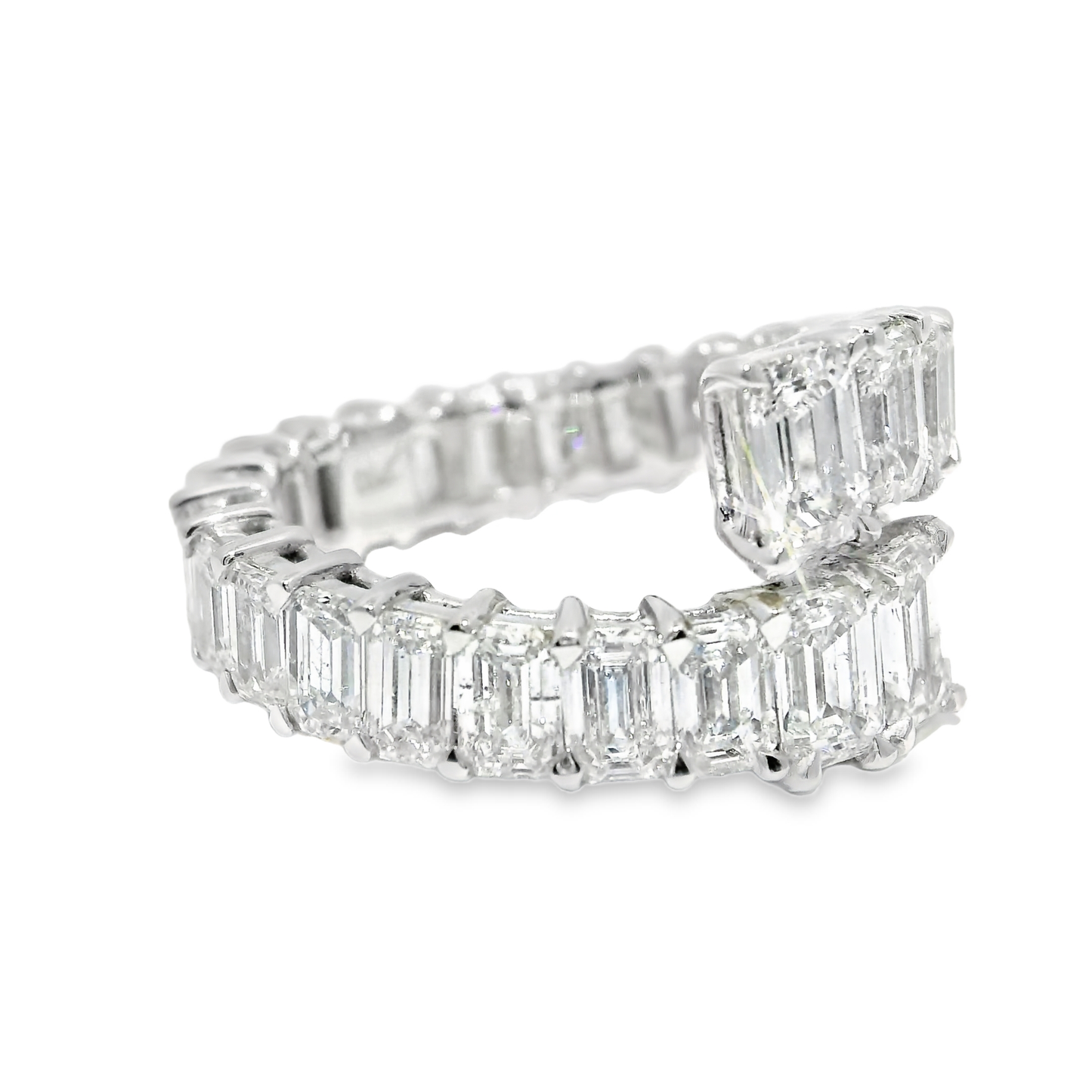 5.56CT Emerald Cut Diamond Ring 18k White Gold