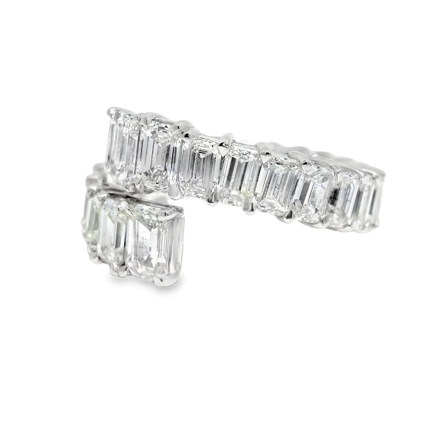 5.56CT Emerald Cut Diamond Ring 18k White Gold