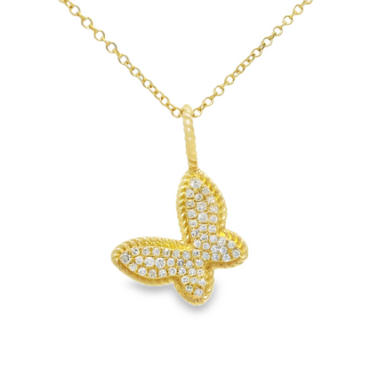 0.18CT Diamond Pendant 14k Yellow Gold