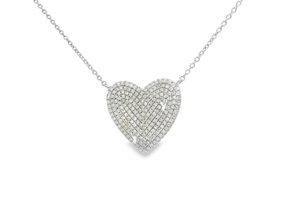 0.66CT Heart Diamond Pendant 14k White Gold