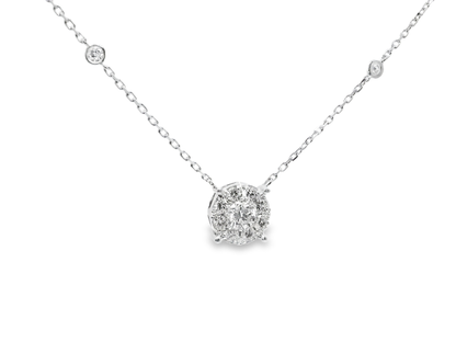 1.14CT Diamond Pendant 14k White Gold