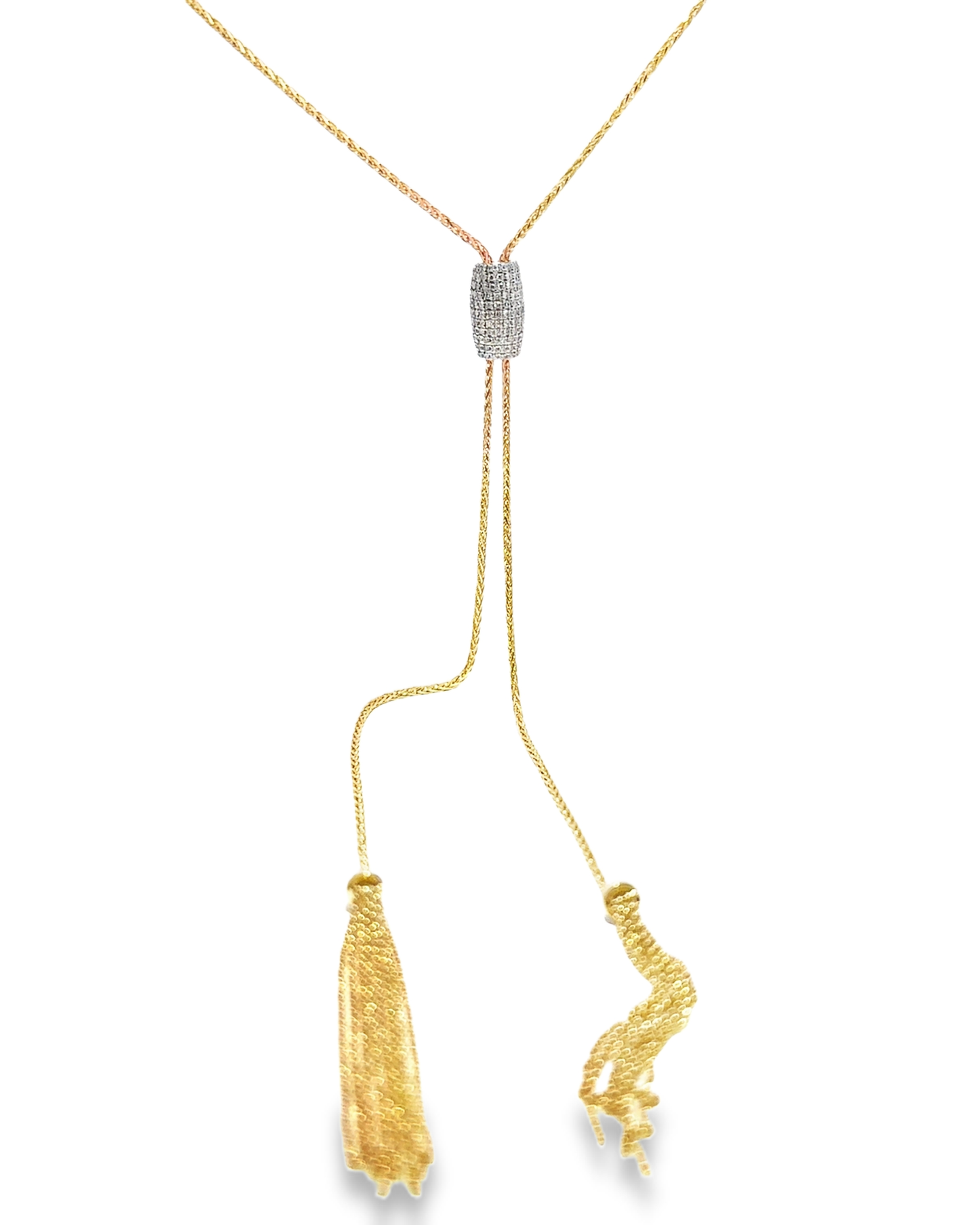 0.68CT Diamond Lariat Pendant 14k Yellow Gold