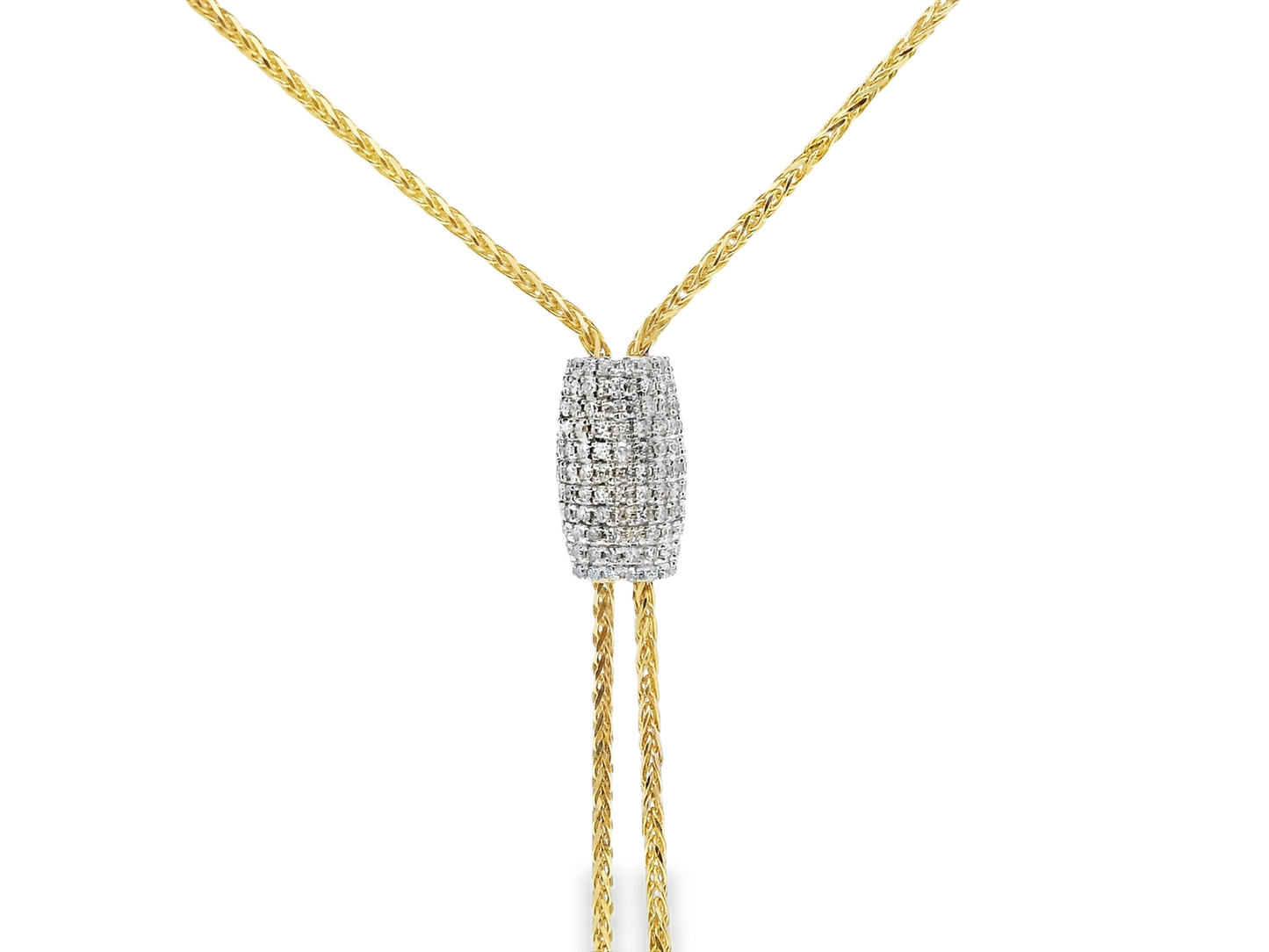 0.68CT Diamond Lariat Pendant 14k Yellow Gold