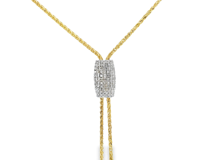 0.68CT Diamond Lariat Pendant 14k Yellow Gold