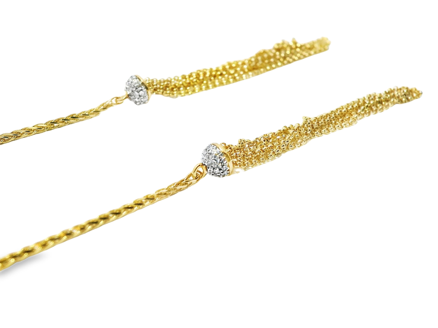 0.68CT Diamond Lariat Pendant 14k Yellow Gold