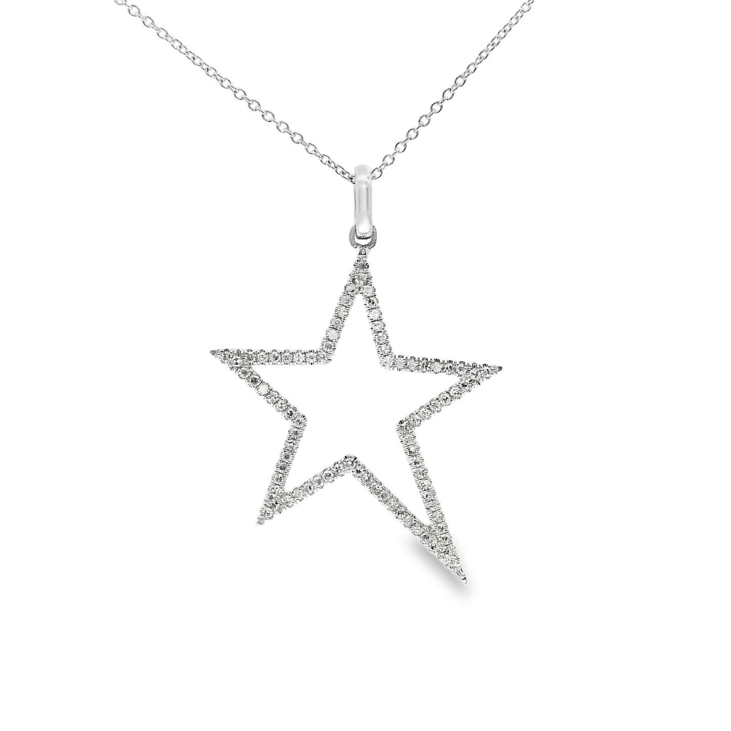 0.27Ct Diamond Star Pendant 14k White Gold