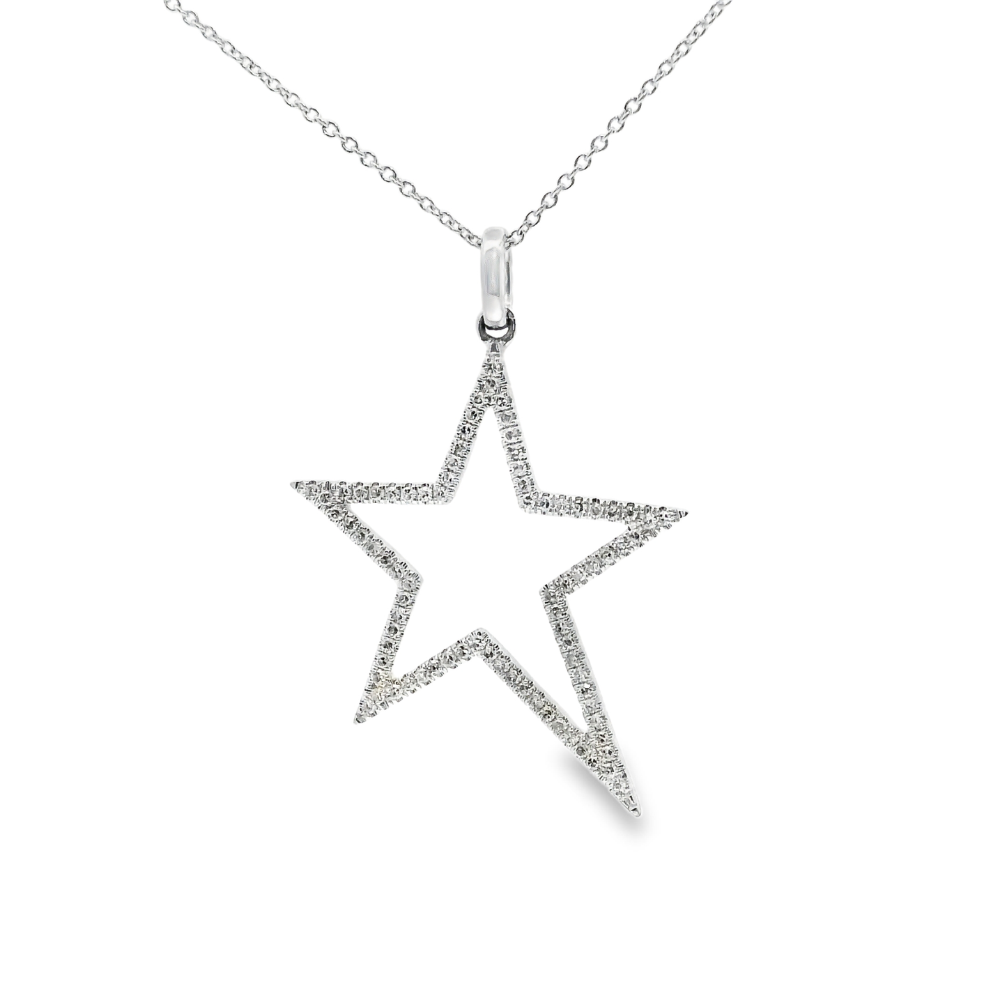0.27Ct Diamond Star Pendant 14k White Gold