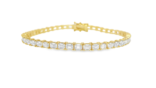 5.95CT Lab Diamond Emerald Cut Bracelet 14k Gold