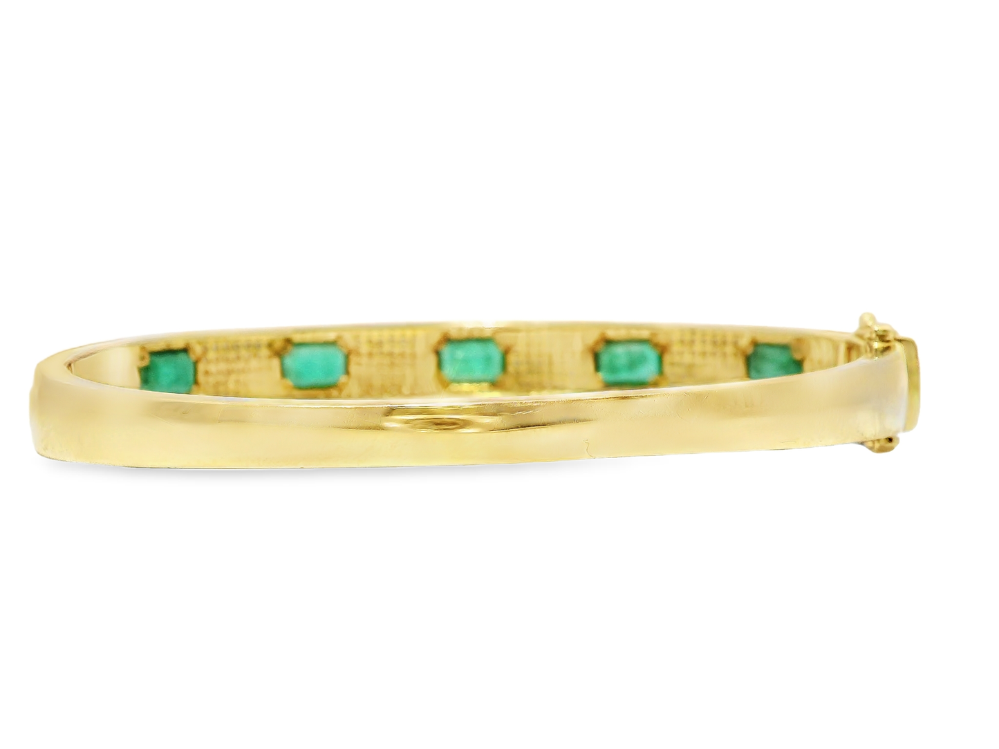 1.20CT Diamond 2.95CT Emerald Cute Bangle 14k Yellow Gold
