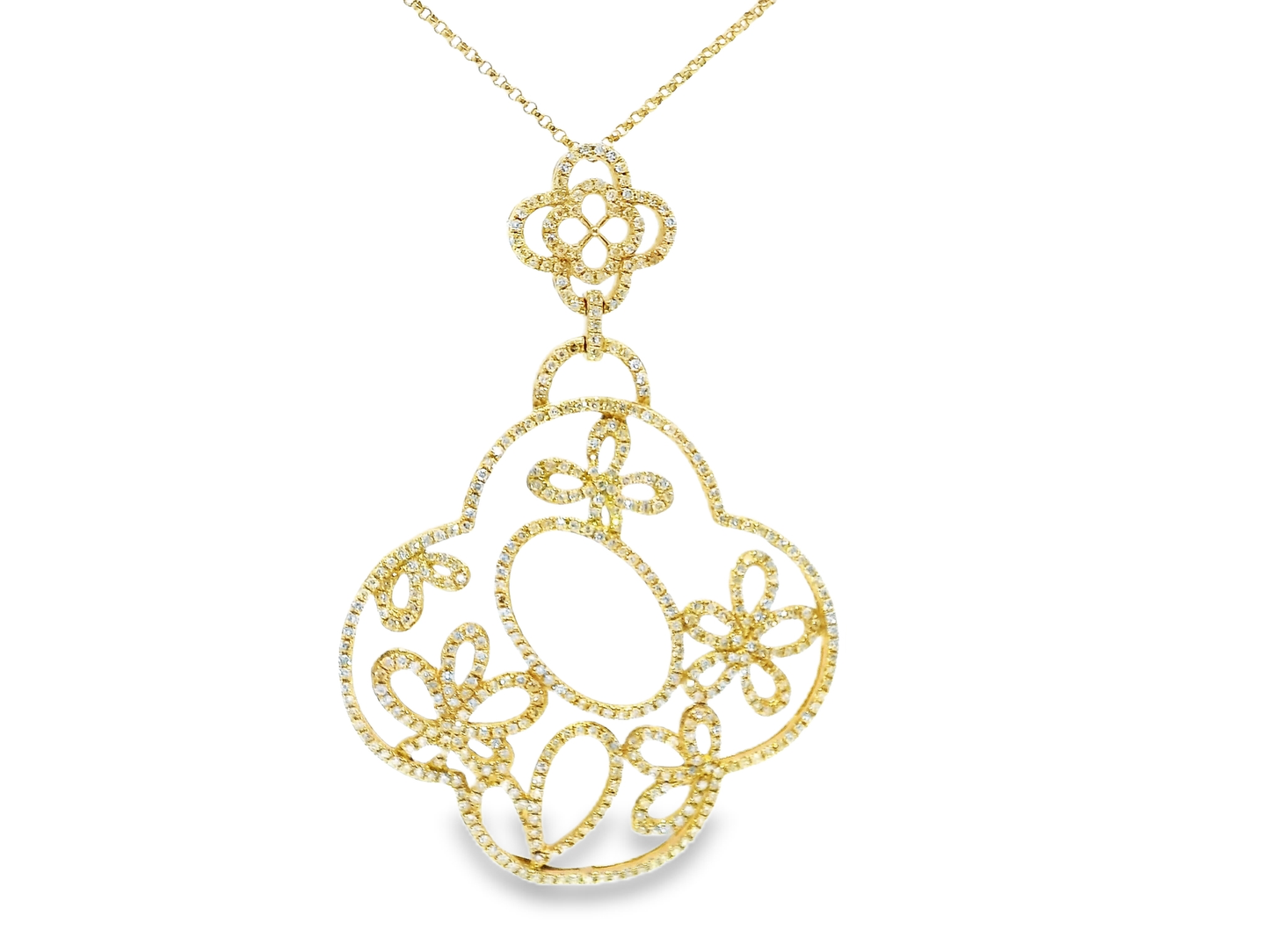 1.85CT Diamond Pendant 14k Yellow Gold